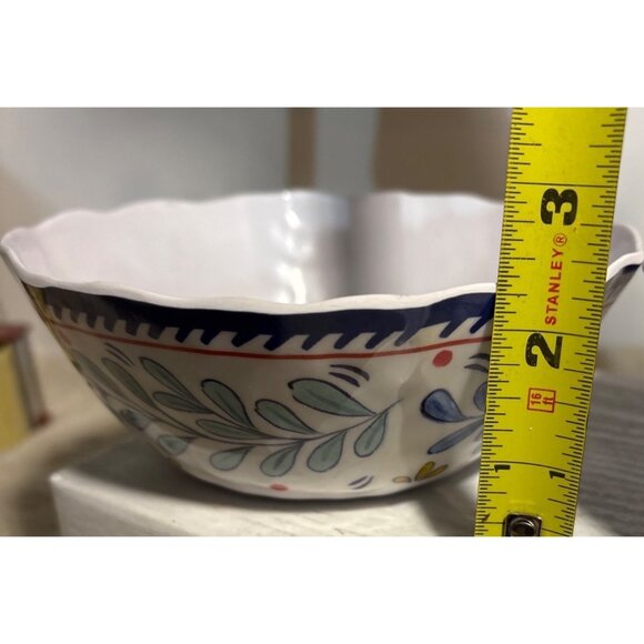 Set of 2 Mela-Ware Floral Design Melamine Salad Cereal Bowls 6.5" Scalloped Edge - Picture 6 of 8